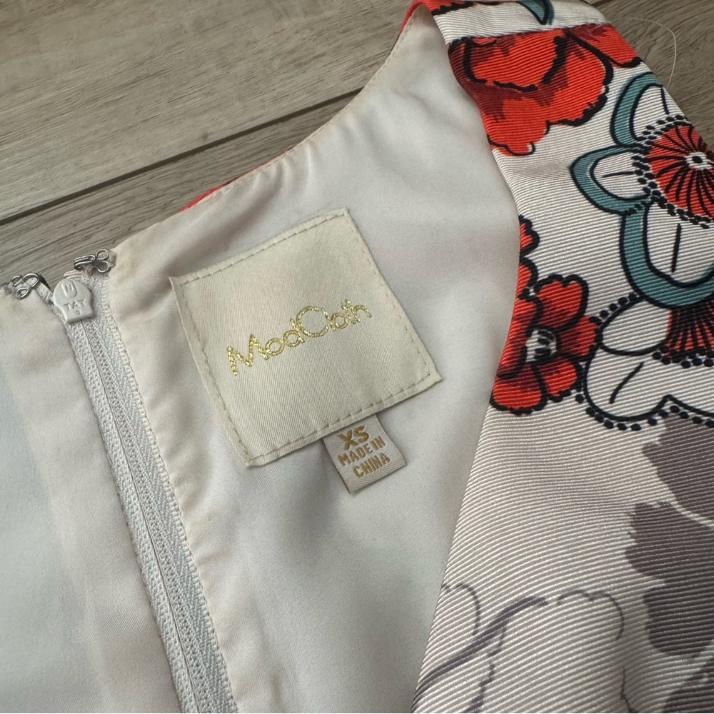 Modcloth Red and Gray Floral Midi Dress - Picture 3 of 3